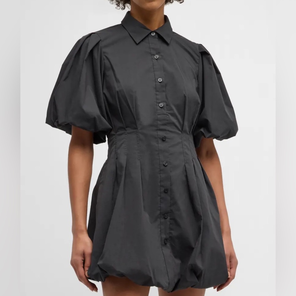 NWT SIMKHAI Cleo Balloon-Sleeve Pleated Mini Dress